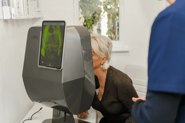 Woman receiving a digital skin analysis