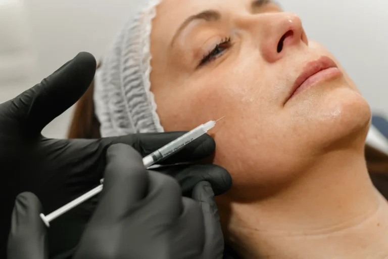 Preparing for an injection into the cheek